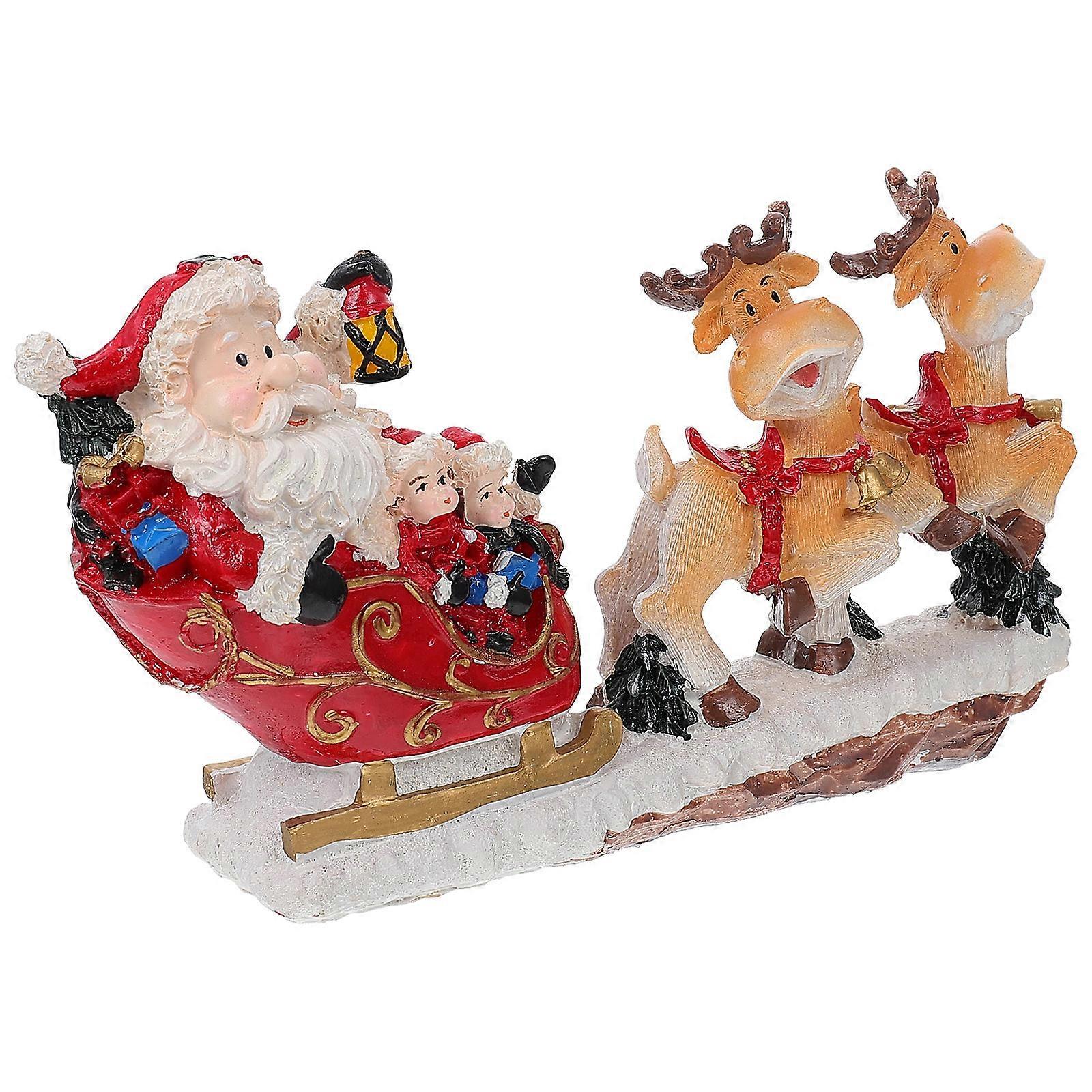 Christmas Elk Resin Ornament Festive Home Decoration for Xmas Party Tabletop Display, Cute Cartoon Reindeer Statue for Holiday Atmosphere and Gift