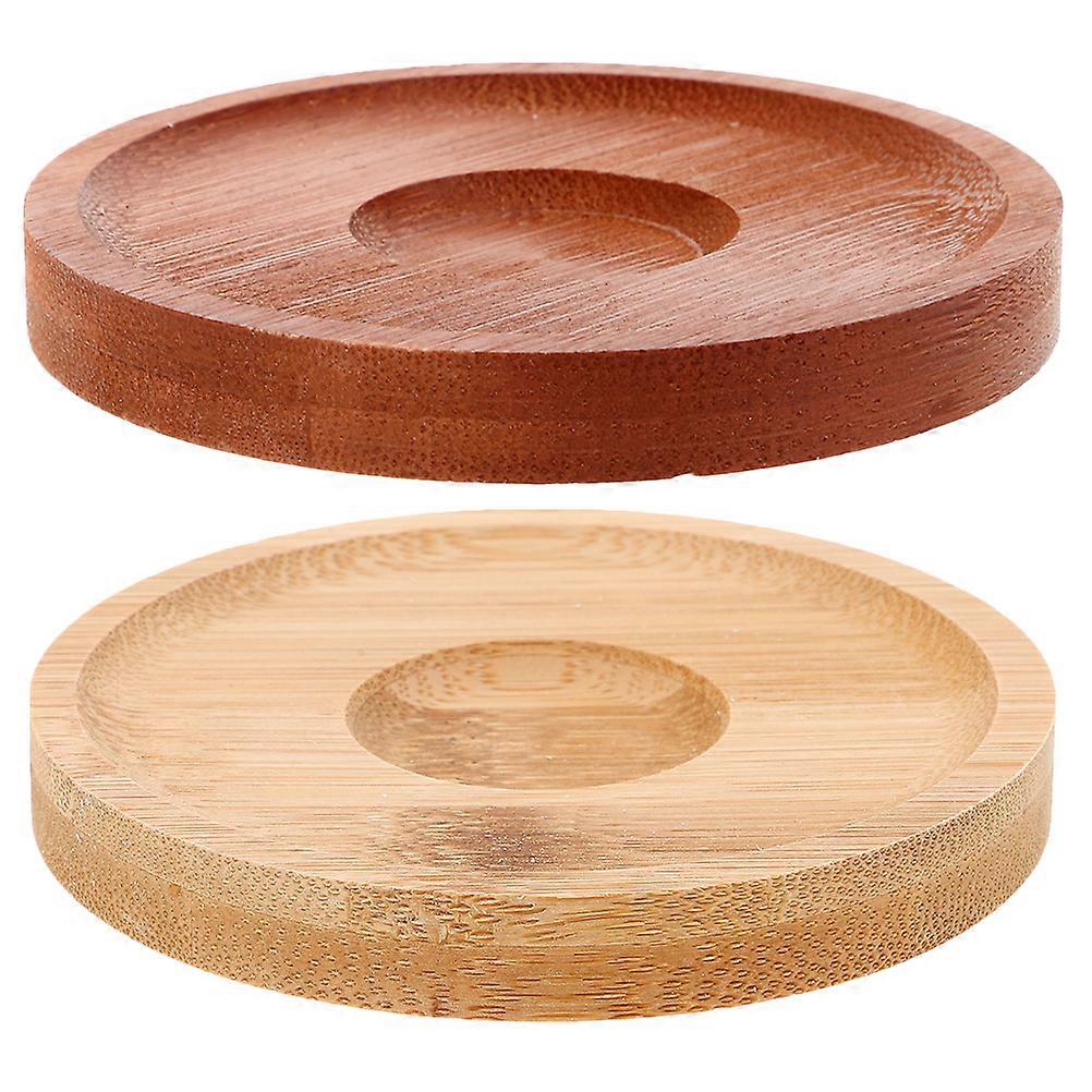 Wood Coasters Elegant Rotatable Whiskey Glasses Coaster Bamboo Prevents Tipping Over For Social Gatherings 2 Pcs