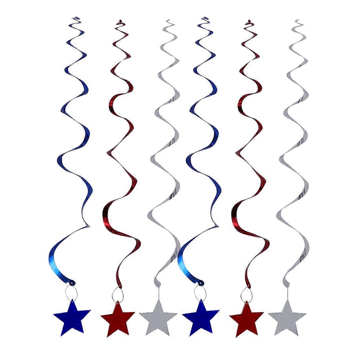 Patriotic Party Streamers Independence Day Hanging Swirls Decoration Red Silver Blue 12Pcs