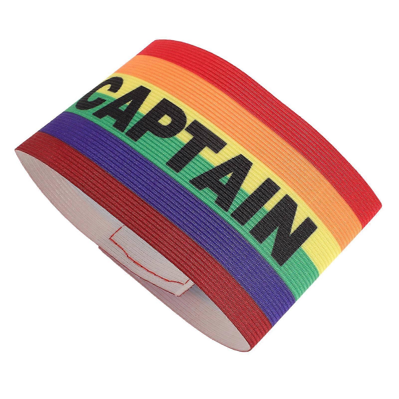 Football Captain Armband Durable Elastic Mark Band for Soccer Teams, Rainbow Color, Suitable for Youth and Adult Matches, Training and Team Use