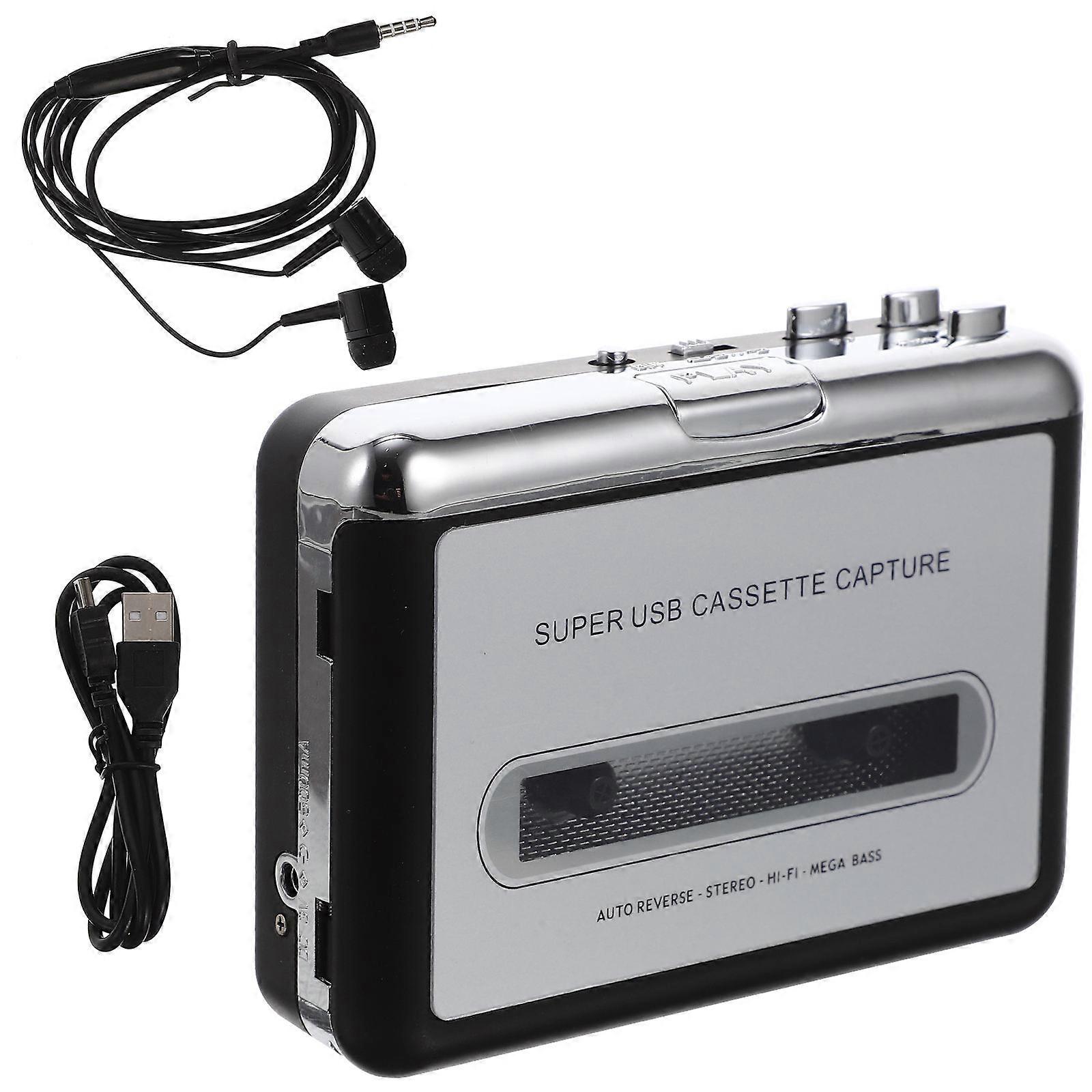 Cassette Tape Converter Portable Cassette Player For Home Use Silver 11.00X8.30X3.00CM Convert to MP3 1Set