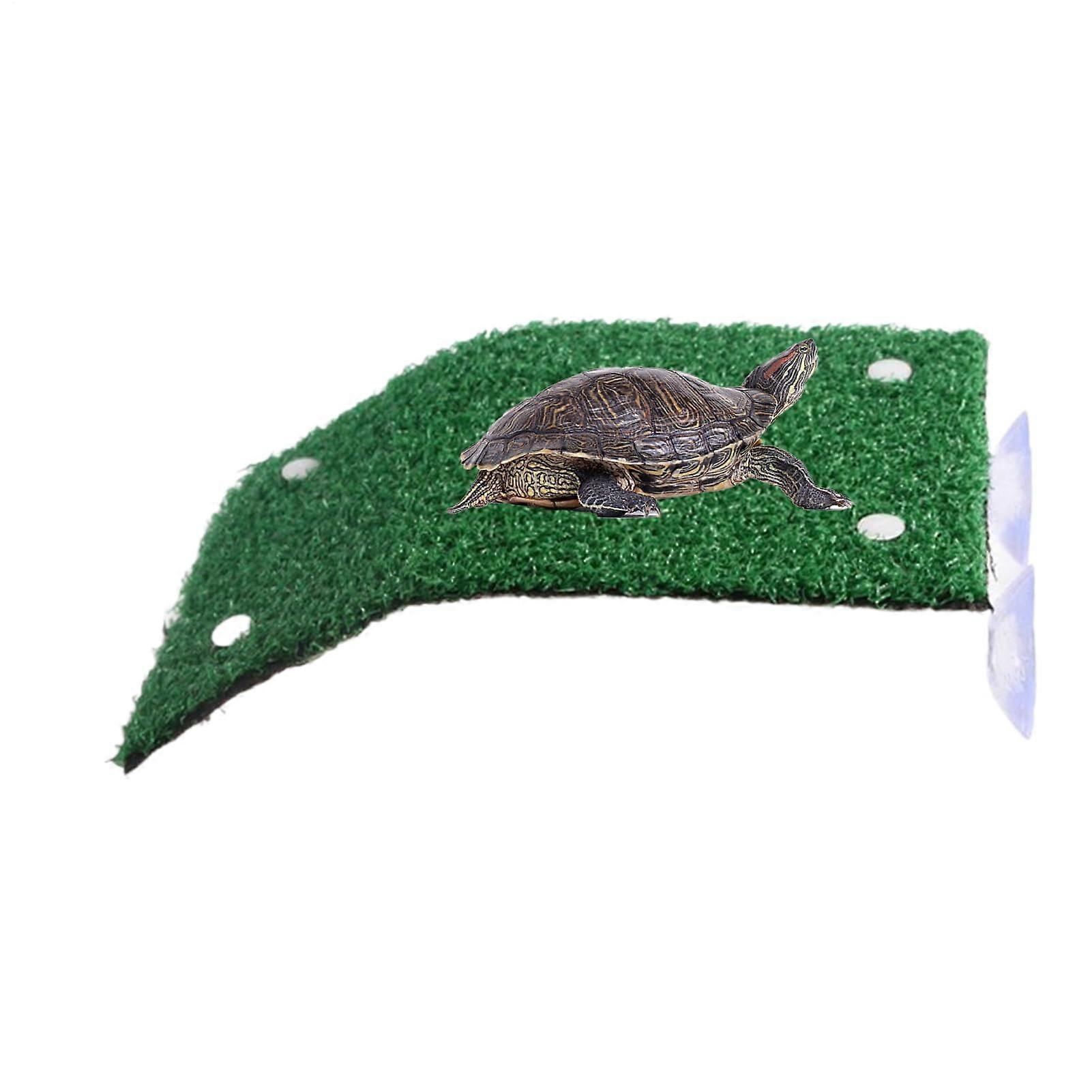 Turtle Basking Dock, Reptile Tank Resting Area, Simulation Grass Ramp, NonSlip Textured Surface