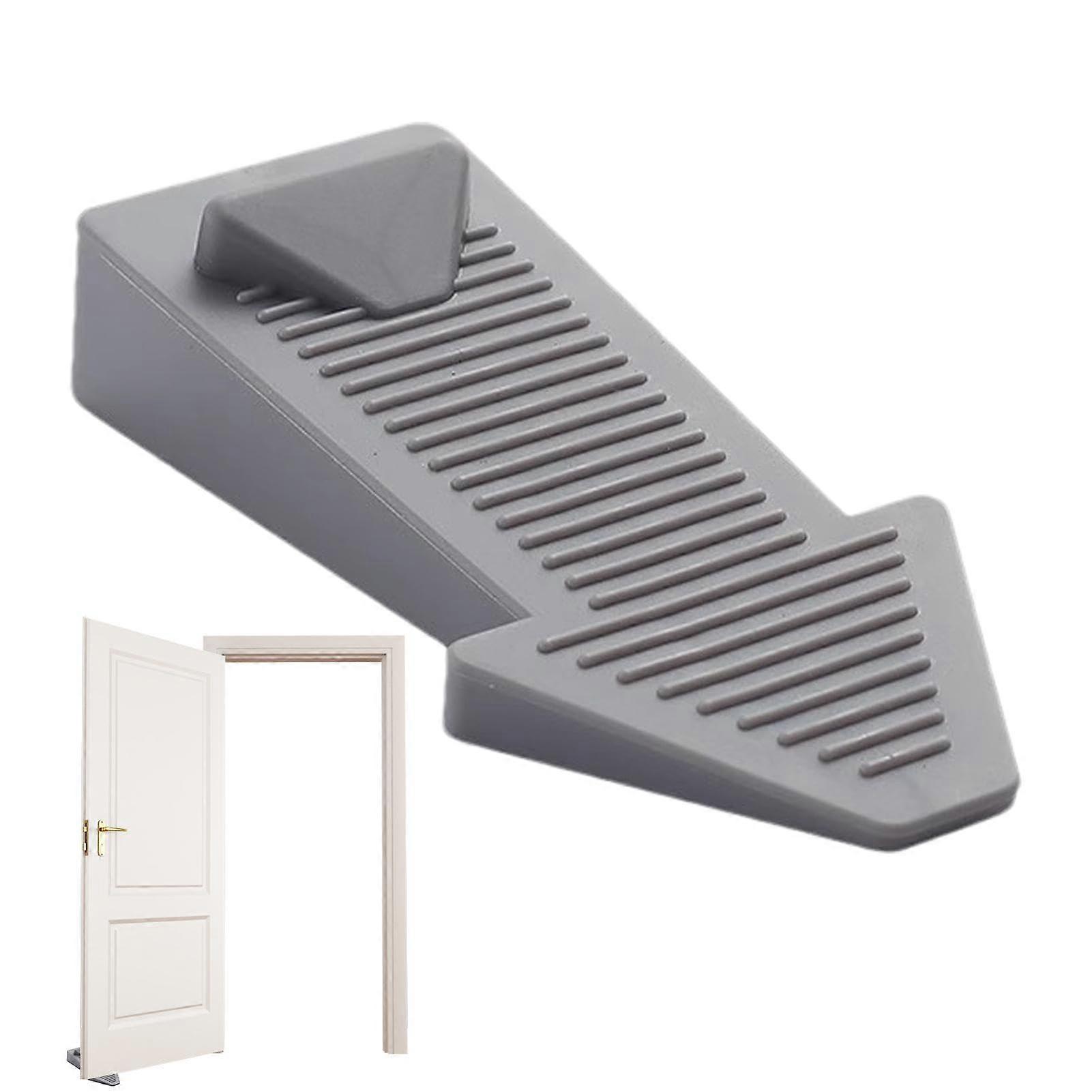 Rubber door stopper, nonslip wedge, ideal for all floor types, gray