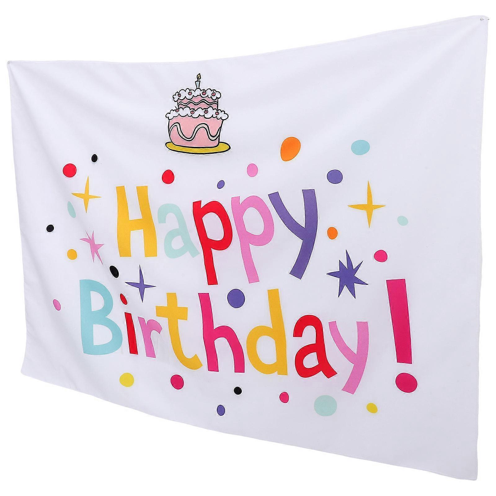 Happy Birthday Backdrop Banner for Photography Background Wall Hanging Banner Polyester Multi