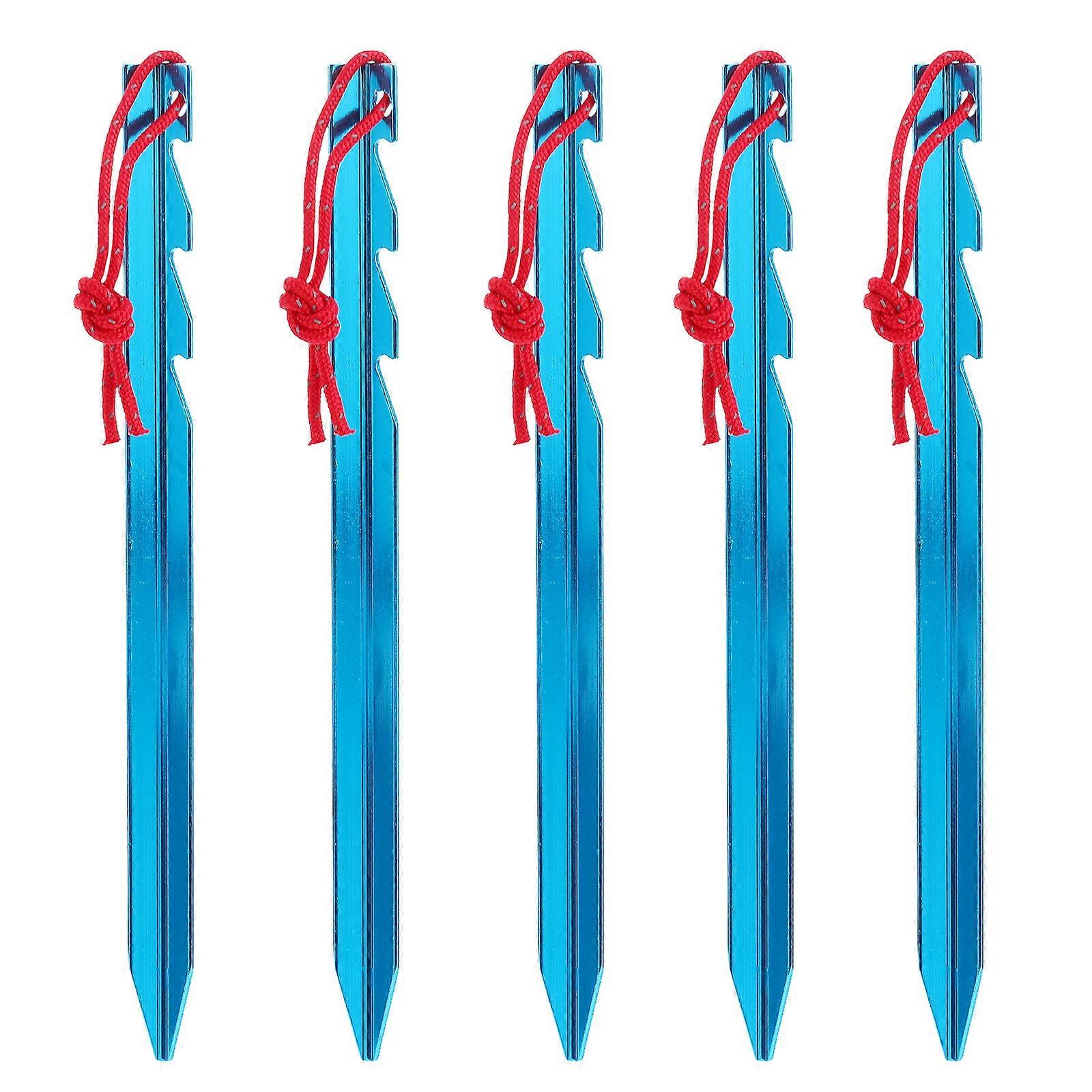Durable Aluminum Alloy Tent Pegs for Outdoor Use Blue Lightweight and Easy to Carry 5pcs