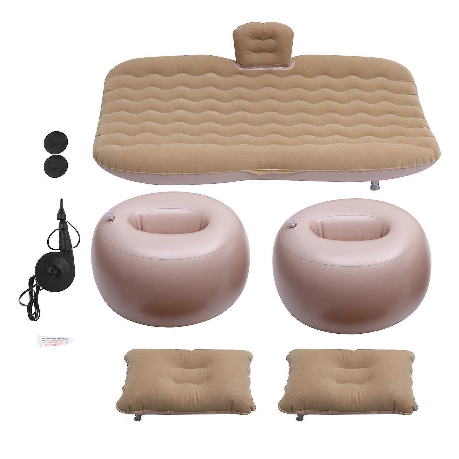 Car Inflatable Bed Practical Inflatable Air Mattress Bed SUV Compatible Portable Travel Driving RV Accessory 132X80cm Beige 1Set
