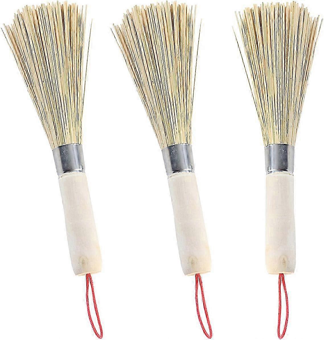 Natural Bamboo, Environmental Health Kitchen Pan Brush For Cast Iron Wok Cleaning, Bamboo Wok Brush With Ergonomic Design Handle For Convenient Editio