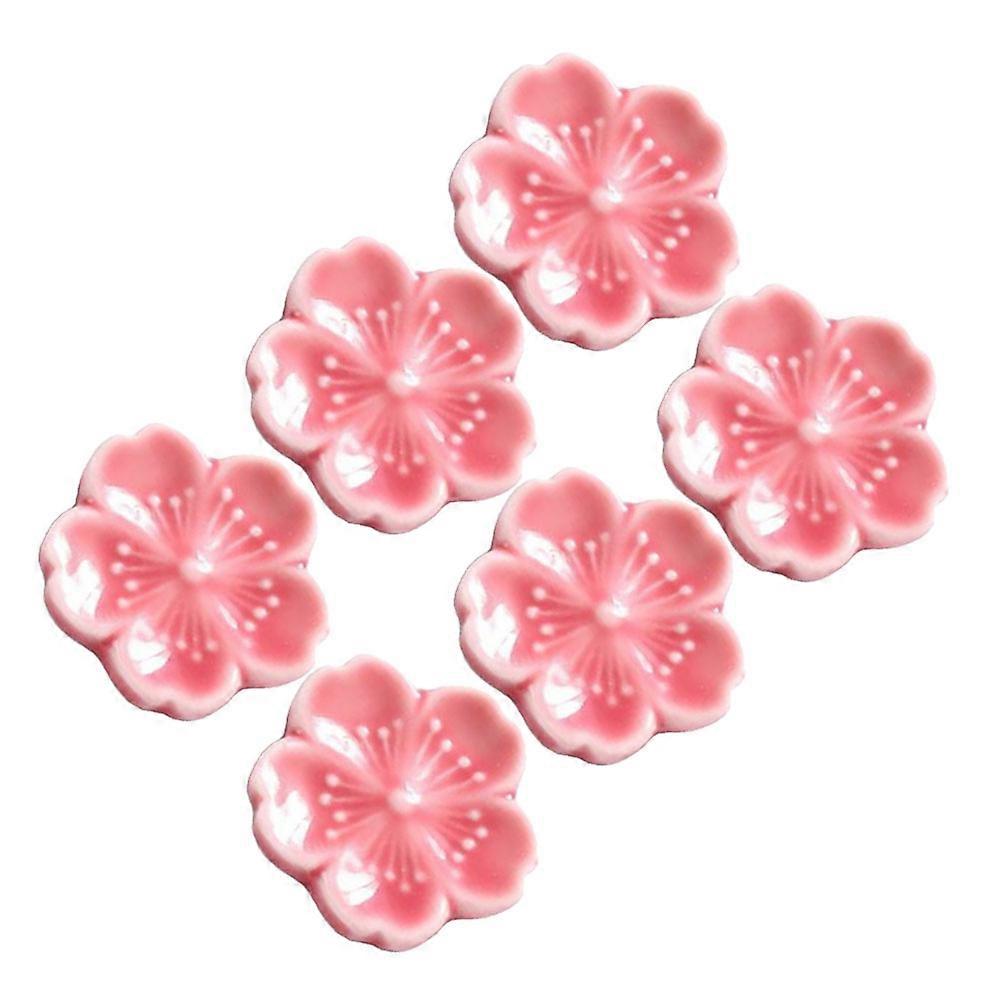 6pcs Elegant Cherry Blossom Ceramic Chopstick Holder, Multi Functional Cutlery Rest Rack for Chopsticks, Spoons, and Forks, Compact & Easy to Clean,
