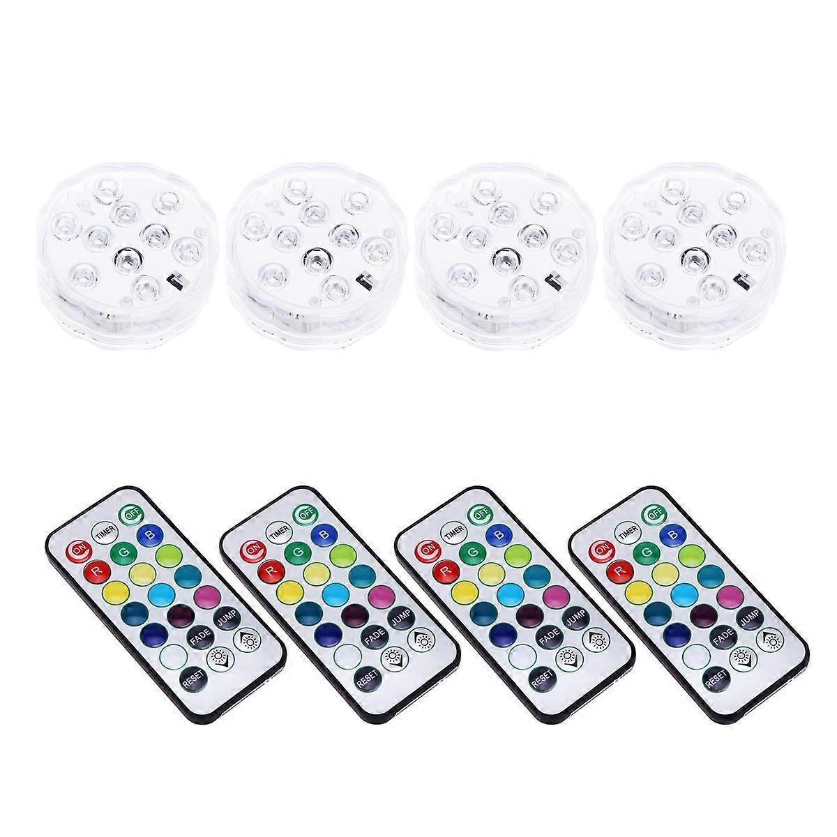 Waterproof Submersible Led Lights Assorted Color Round Shape For Wedding Party Christmas Halloween Holiday Events 4Pcs