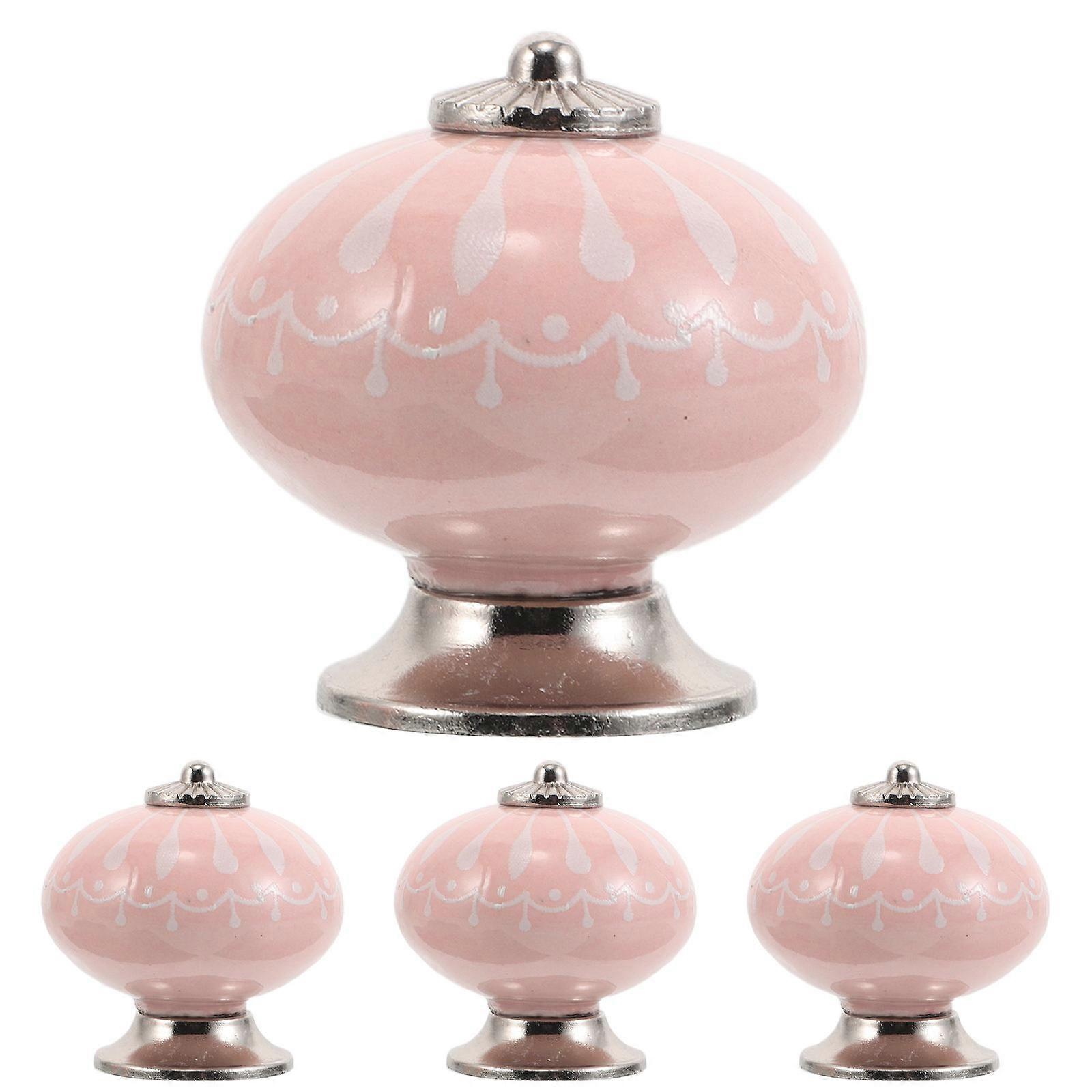 Ceramic Handles Ceramic Cabinet Knobs for Home Use 4Pcs Pink Drawer Pulls
