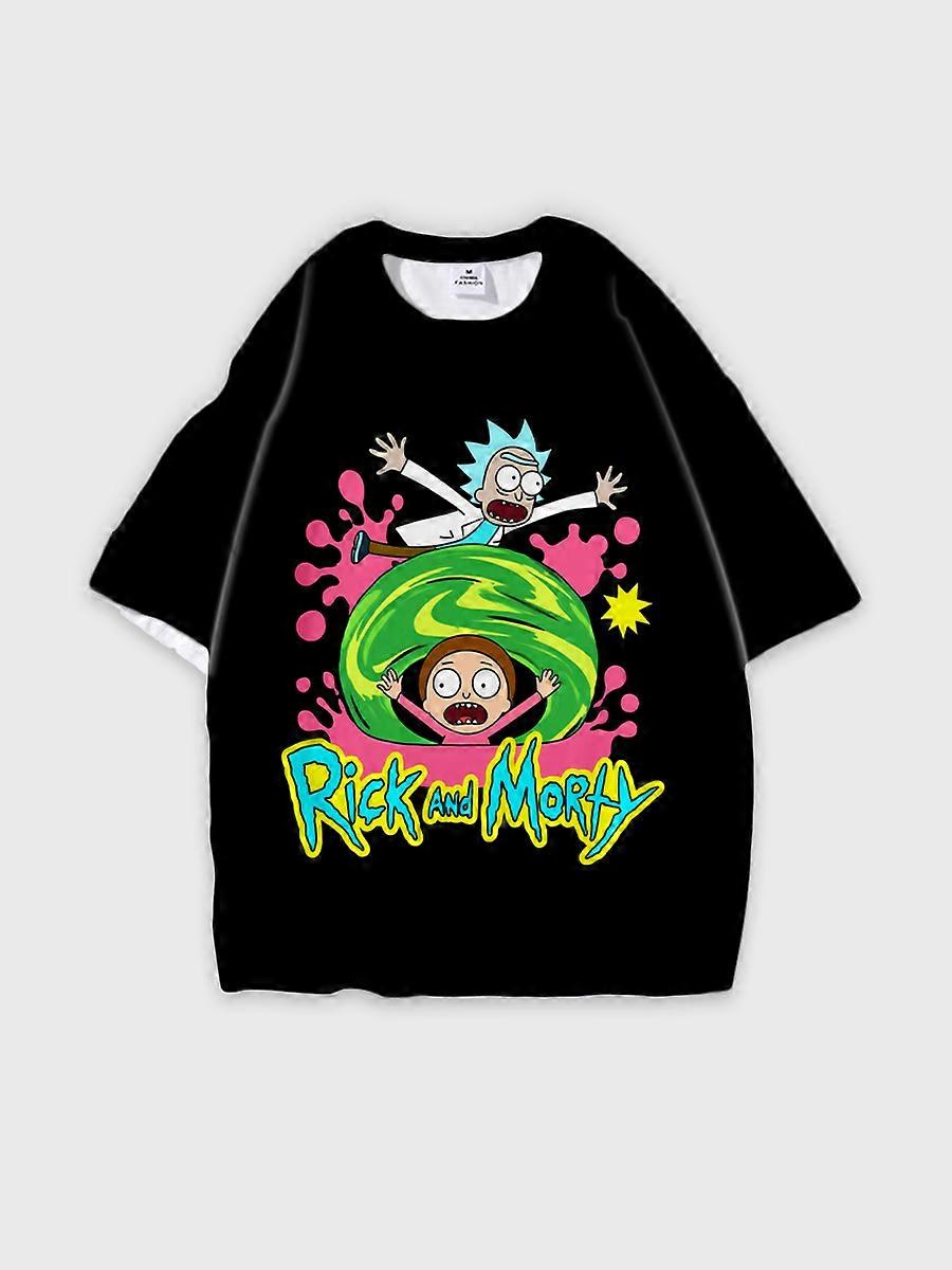 T-shirt round neck Animation Character Pattern loose short sleeve E1253