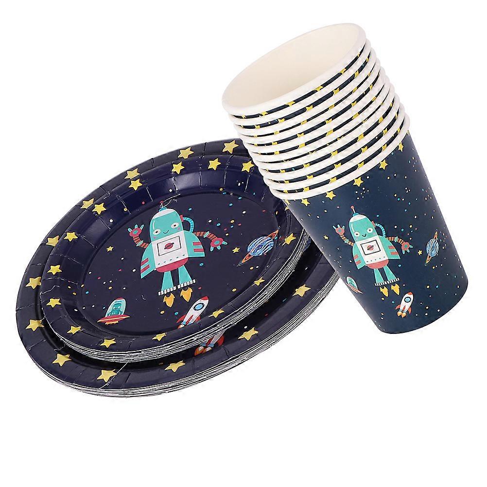 20 Pcs Multi Cartoon Paper And Cups For Kids Birthday Party Use With Safe Functionality