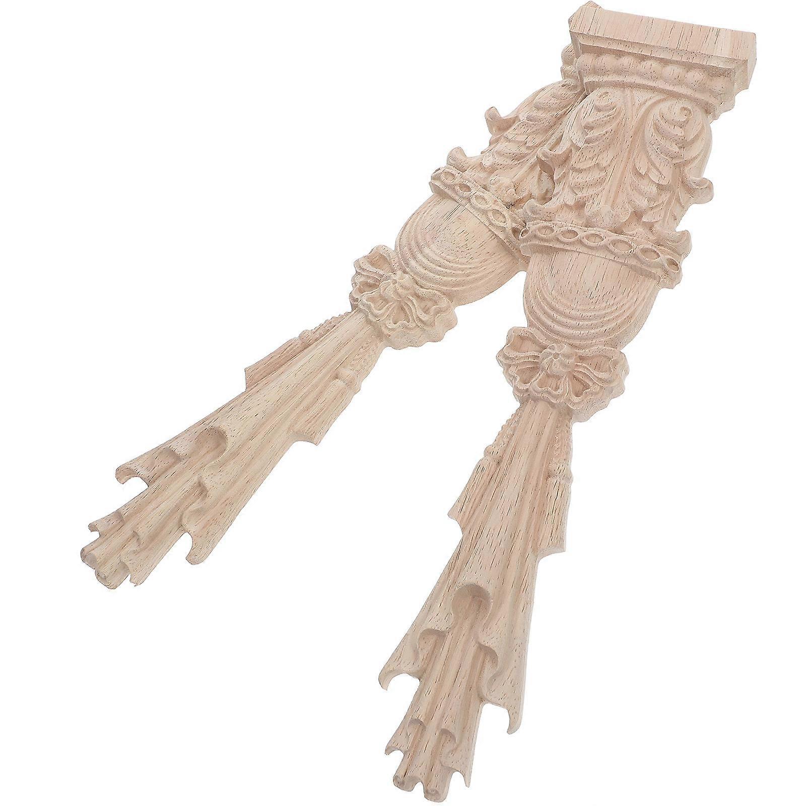 Unpainted Wood Appliques for Furniture with Elegant Design and Easy Installation Beige Color 2pcs