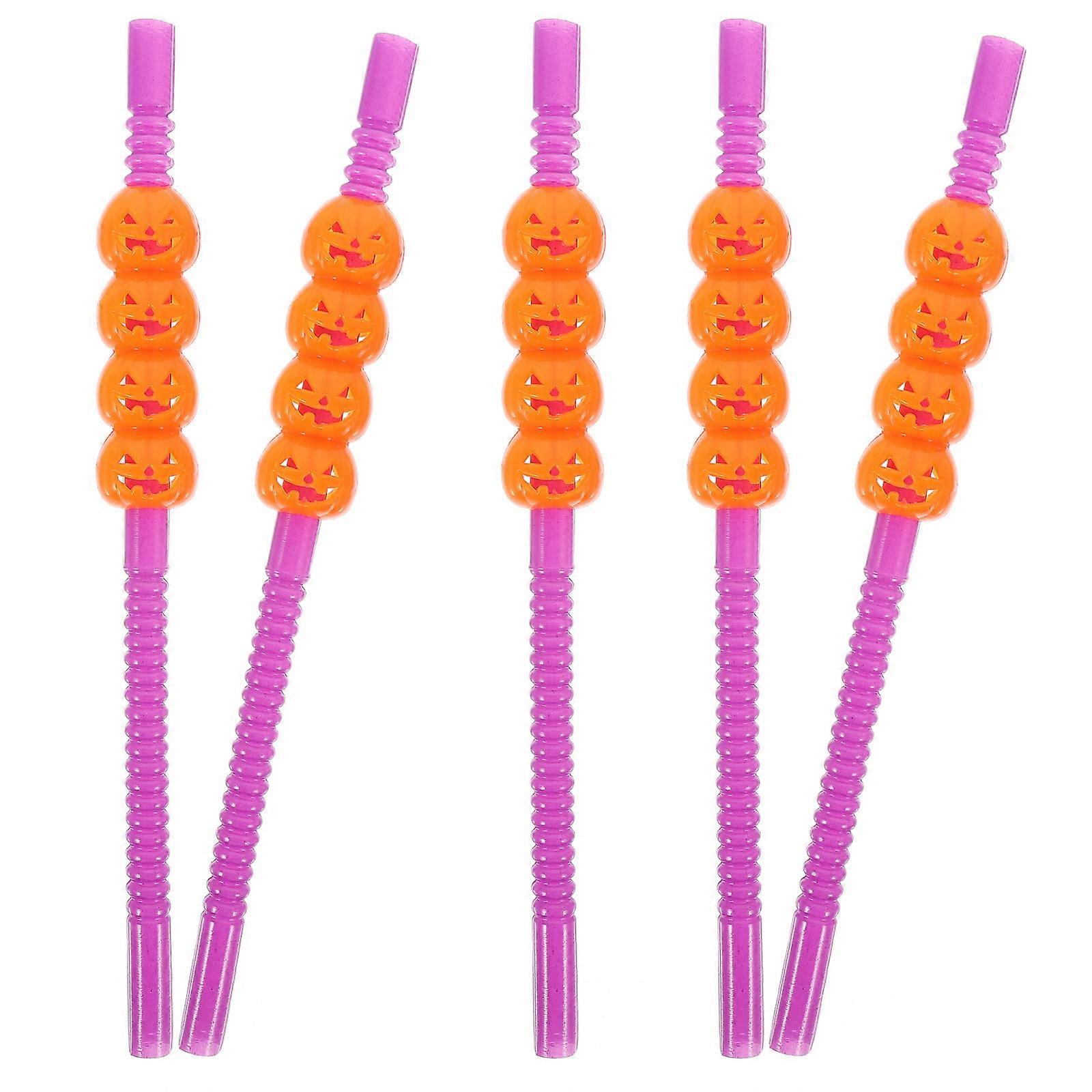 Halloween Party Favors Pumpkin Straws Decorative And Creative For Theme Party 5Pcs