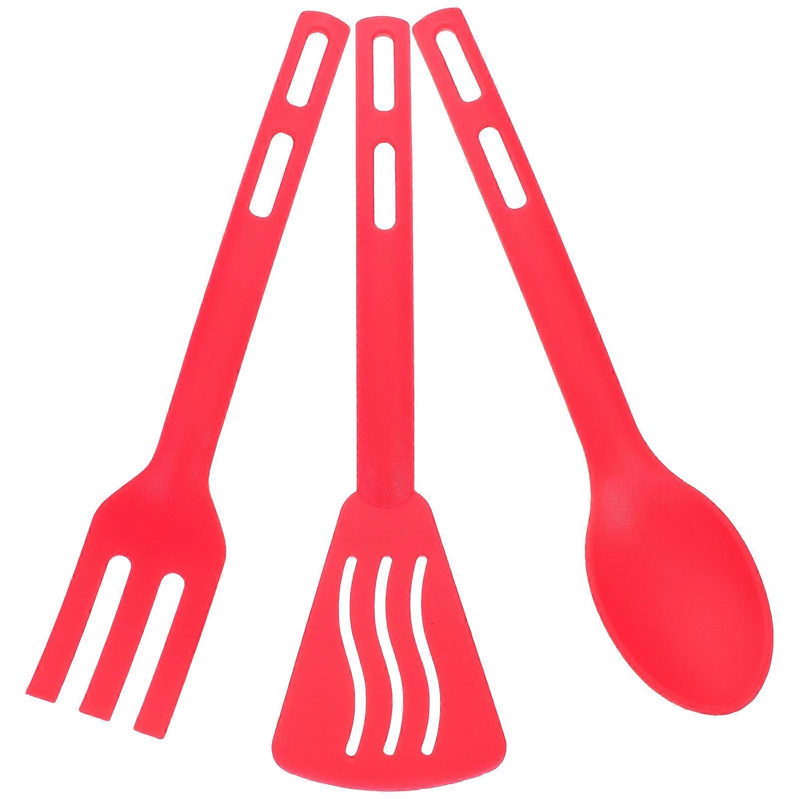 Nonstick Utensil Set Cooking Spatula Fork Spoon Rosy Color 24.00X6.50X0.30cm High Temperature Resistance 1Set