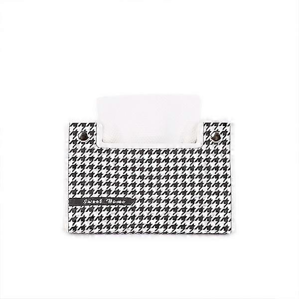 Houndstooth pattern leather tissue box