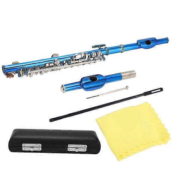 Piccolo Flute Cupronickel Blue +E Key French 6 Holes Piccolos Key Instruments for Beginners