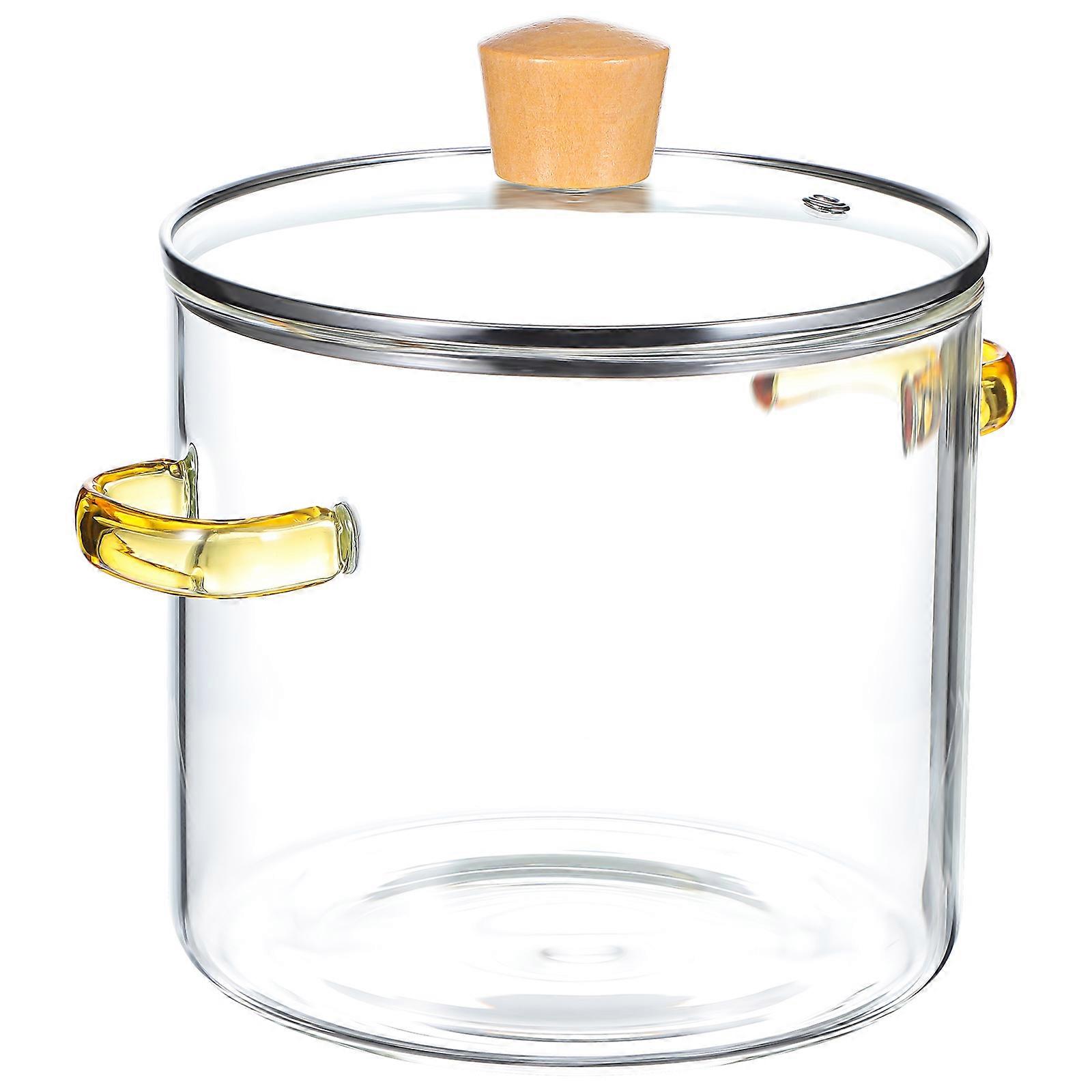 Clear Glass Cooking Pot 2300ml Stovetop Simmer Saucepan Glass Cookware