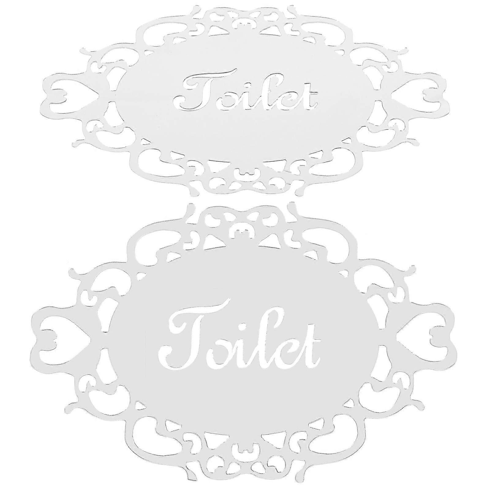 Modern Acrylic Bathroom Sign For Homeowners 14.5x10cm Notice From Distance 2Pcs
