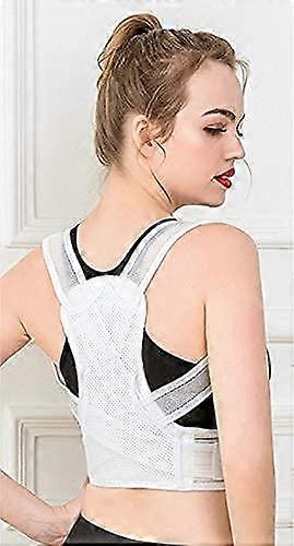 Posture Corrector for Women and Men, Adjustable Scoliosis Correction Belt in White, Size Large for Kyphosis and Back Support