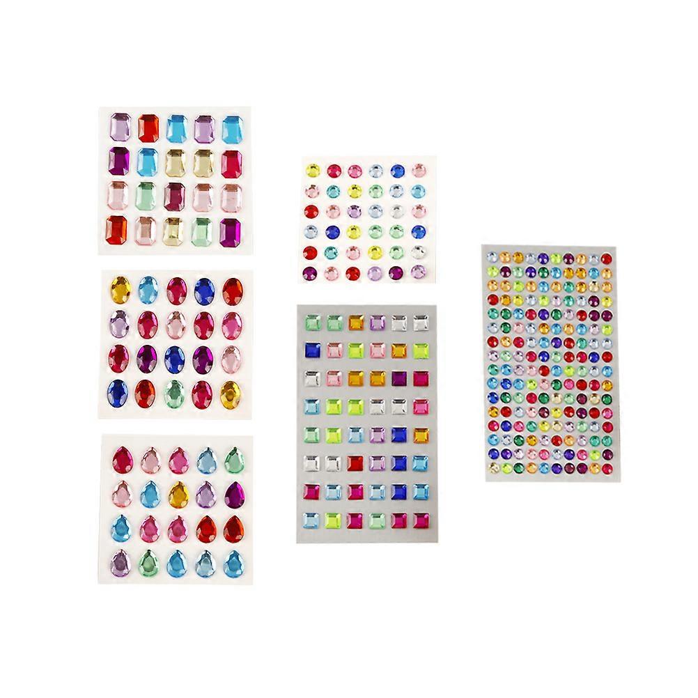 12 Sheets Multi Gemstone Stickers Set Self Adhesive Acrylic Decor for Decoration