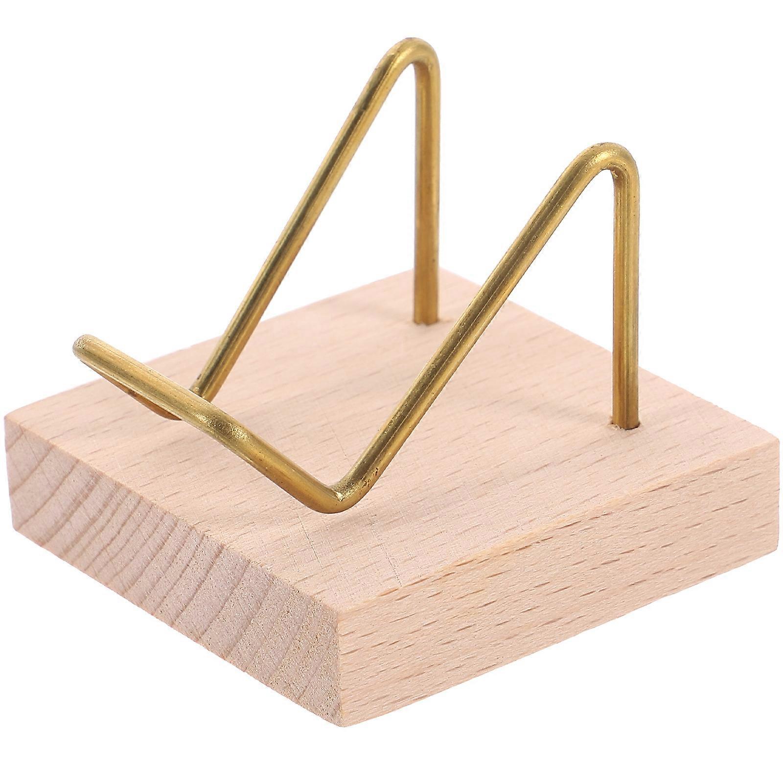 Wooden Base Mineral Display Stand with Metal Arm Durable Gemstone Pedestal for Home, Office, or Museum Lightweight Easel Holder for Crystals,