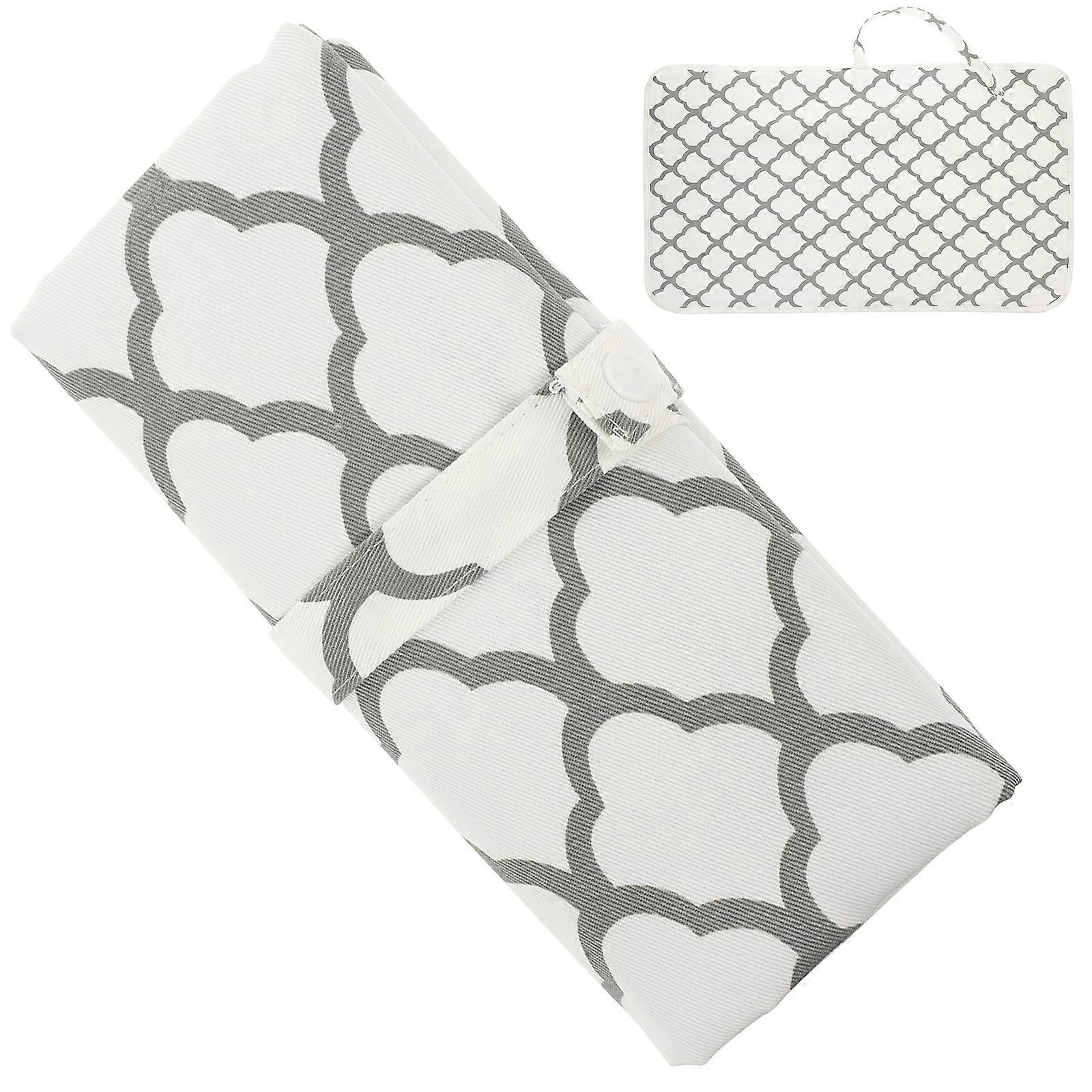 Portable Baby Changing Pad For Travel With Waterproof Grey Cotton TPU Layer 1Pack Easily Washable
