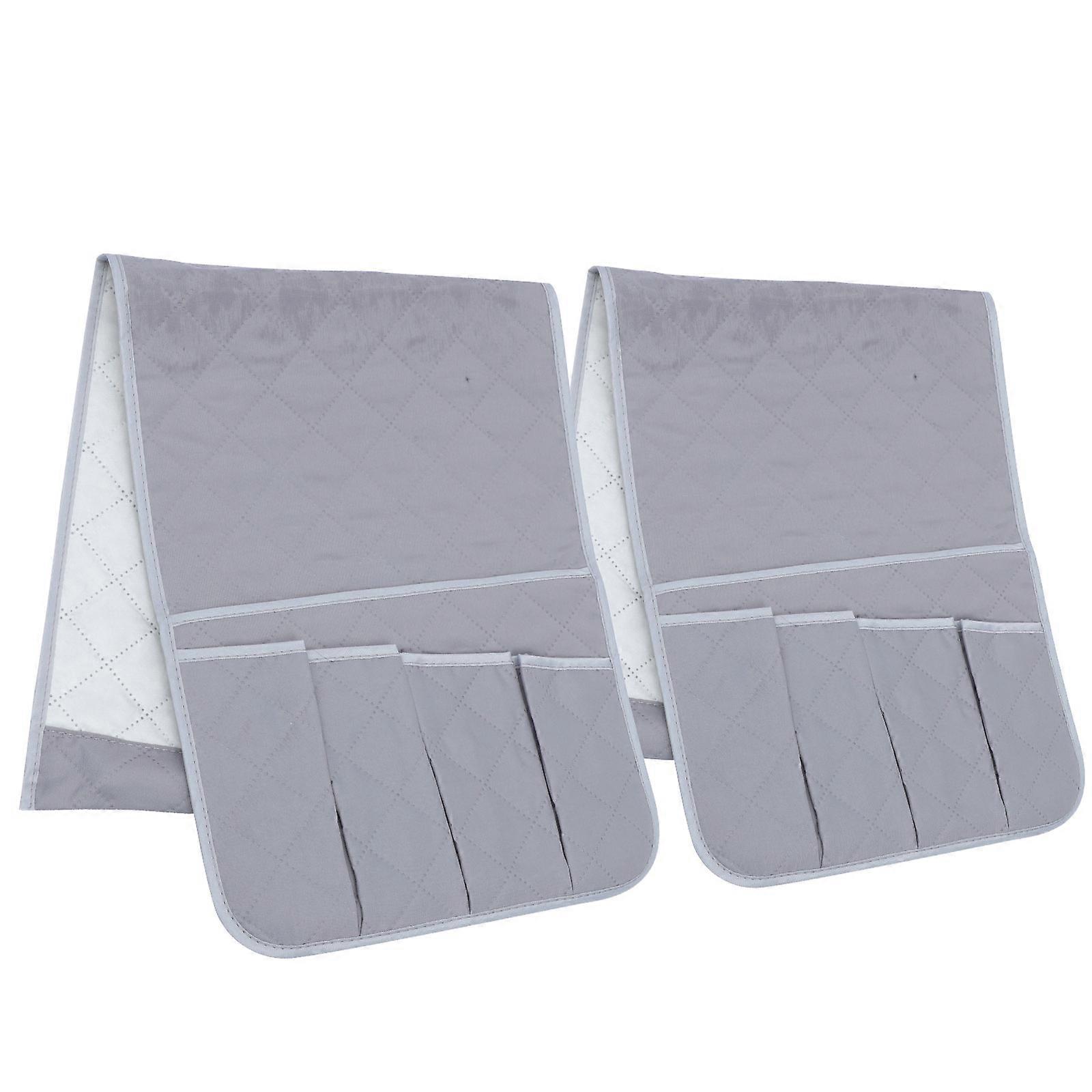 Sofa Side Storage Bag 2Pack For Sofa And Chair Grey Remote Controller And Cell Phone Storage