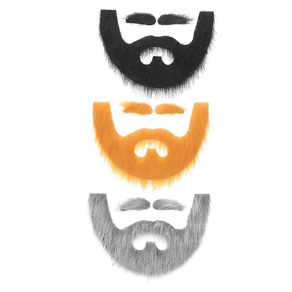 Masquerade Fake Beard Eyebrows For Adults And Children In Assorted Color With Character Transformation Function 3 Sets