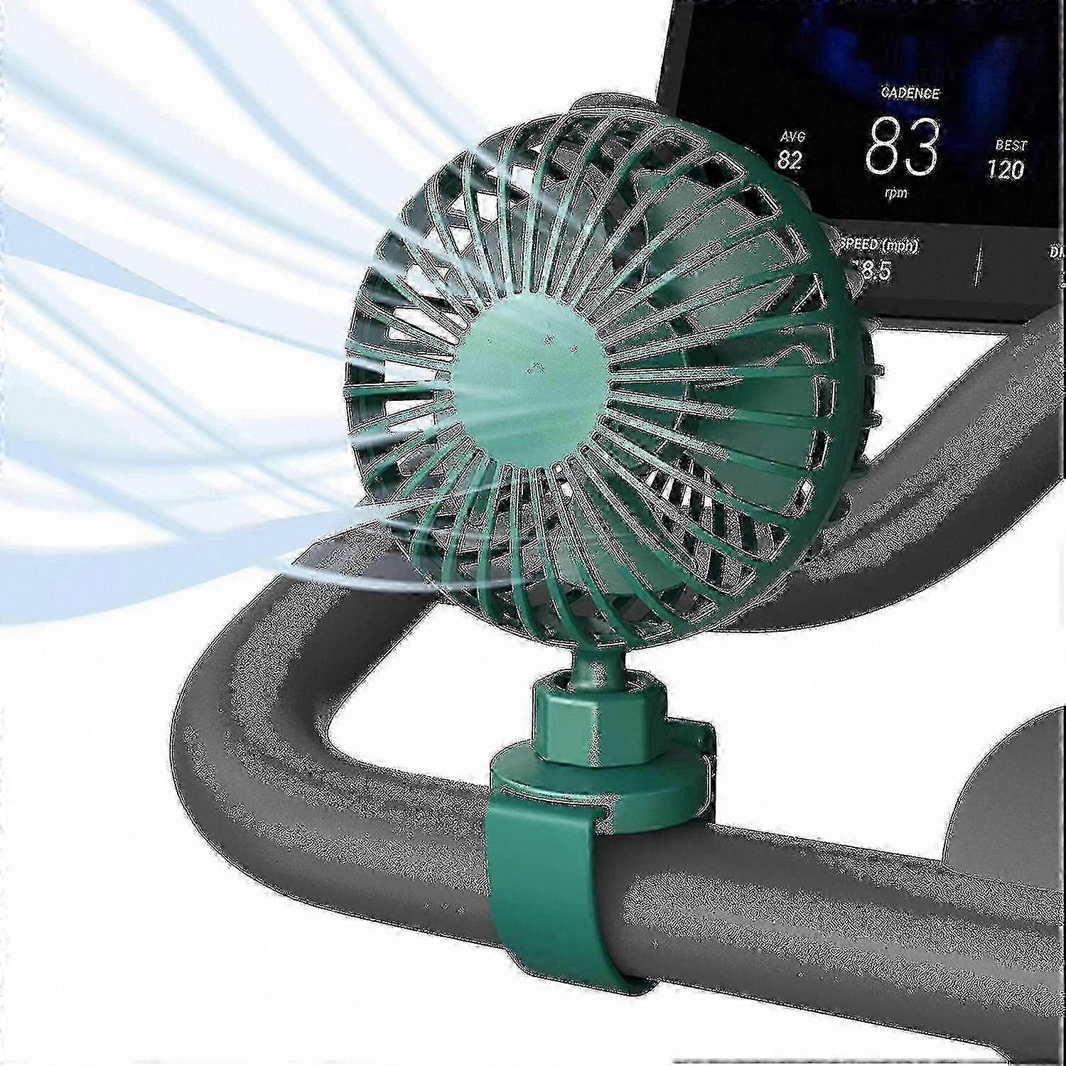 Mini USB Rechargeable Fan with 360 Rotation, 3 Speed Settings, and Adjustable Strap for Exercise Bikes