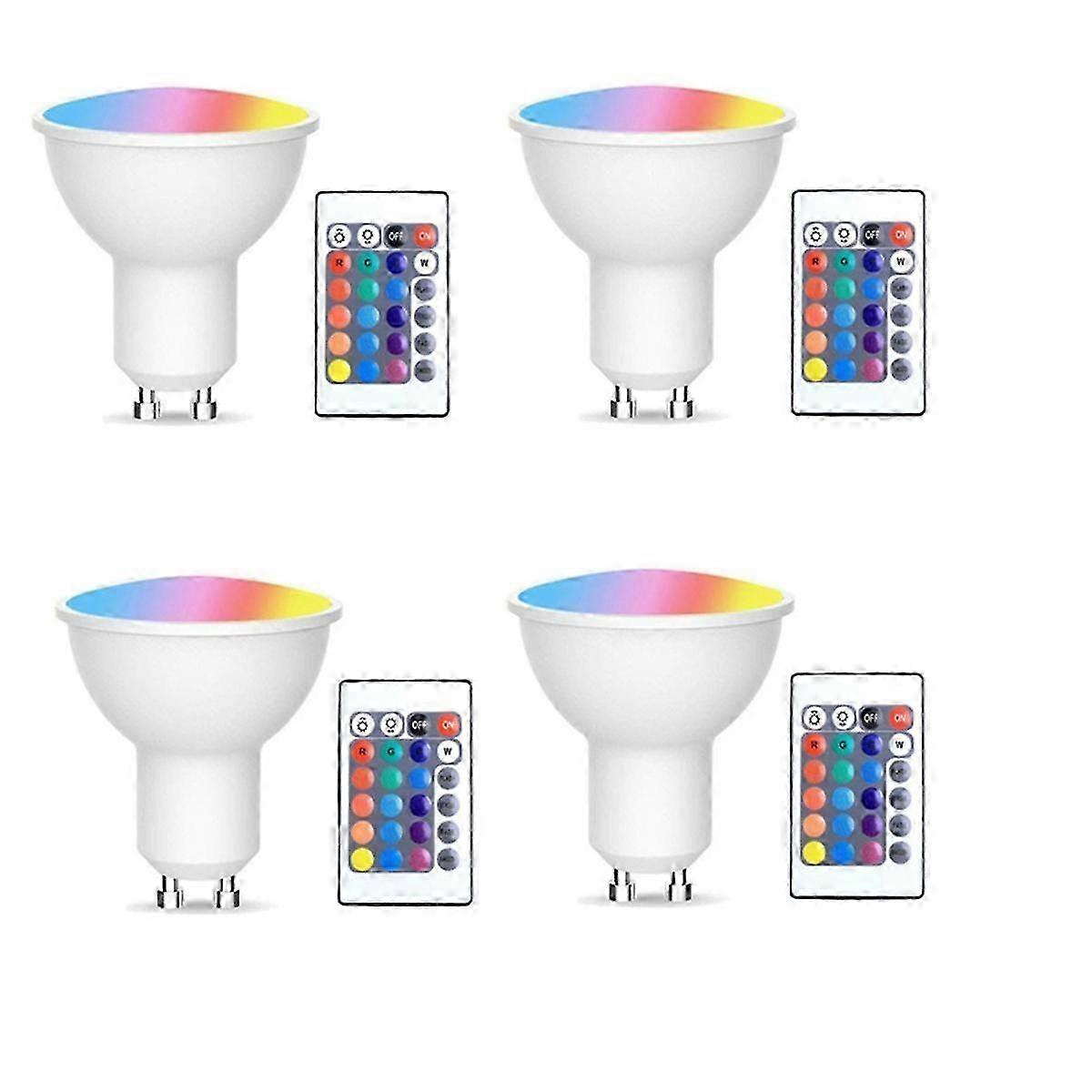 4pcs Gu10 Bulbs And 1remote Control With Memory Function 17colors Changeable Spot Ligh 4dynamic Lig