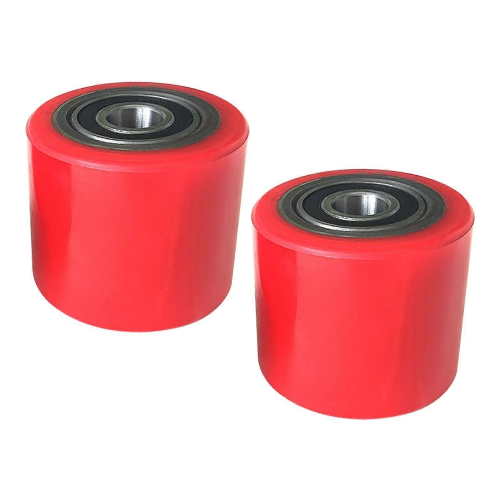 2 Pack PU Roller Wheels with Bearings for Forklift Pallet Truck Load Handling