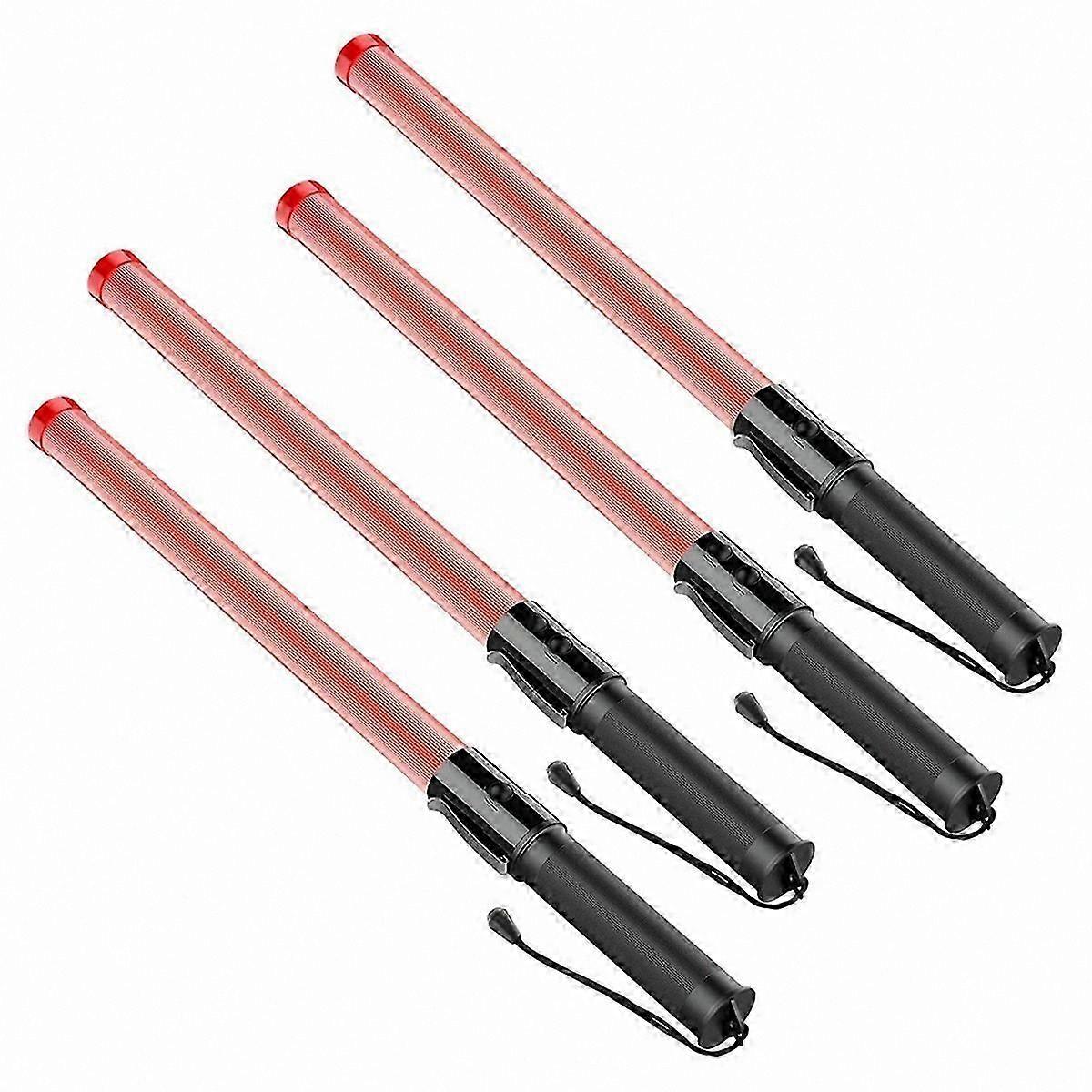 21-Inch LED Safety Wand 4-Pack with Dual Flashing Modes for Traffic Control and Air Marshaling Signals