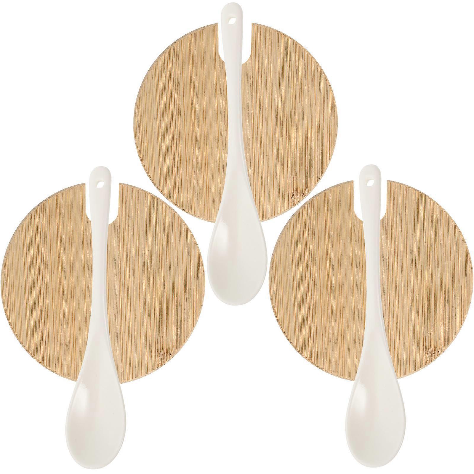 Cover Mug Lid for Use 1Set of Sturdy Bamboo and Ceramic Combo