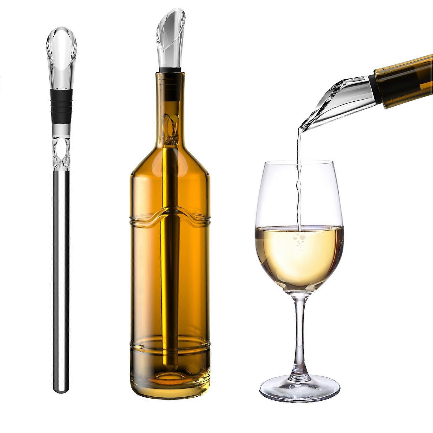 Intirilife Stainless Steel Wine Cooling Rod with Spout in Silver - Wine Bottle Cooling Rod