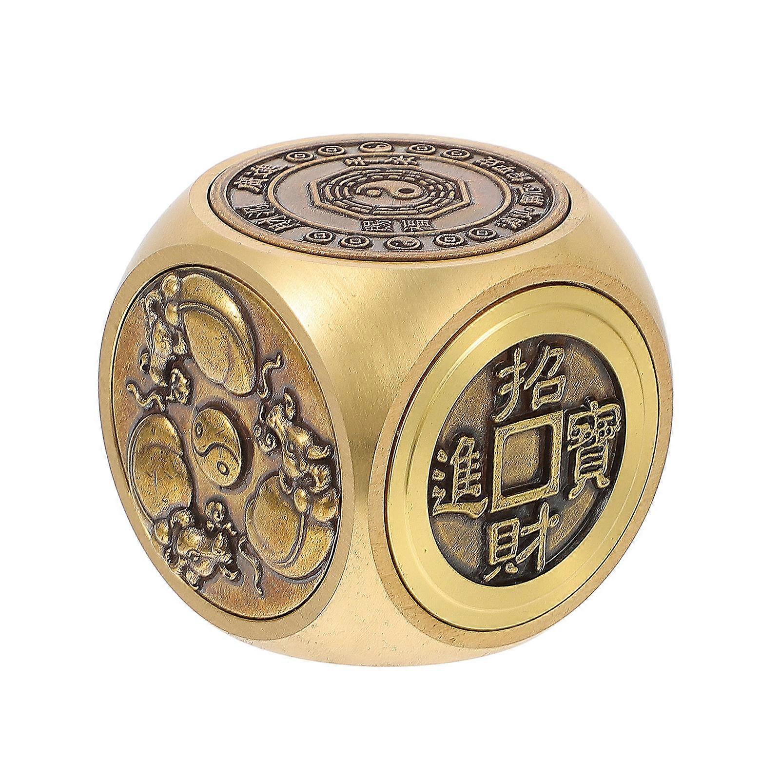 Brass Hand Gadget Six-Sided Cube Golden Material 1Pcs