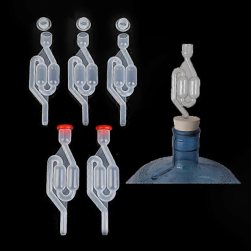 5-Piece Water Seal Exhaust One-Way Airlock for Home Brew Wine Fermentation Plastic Set