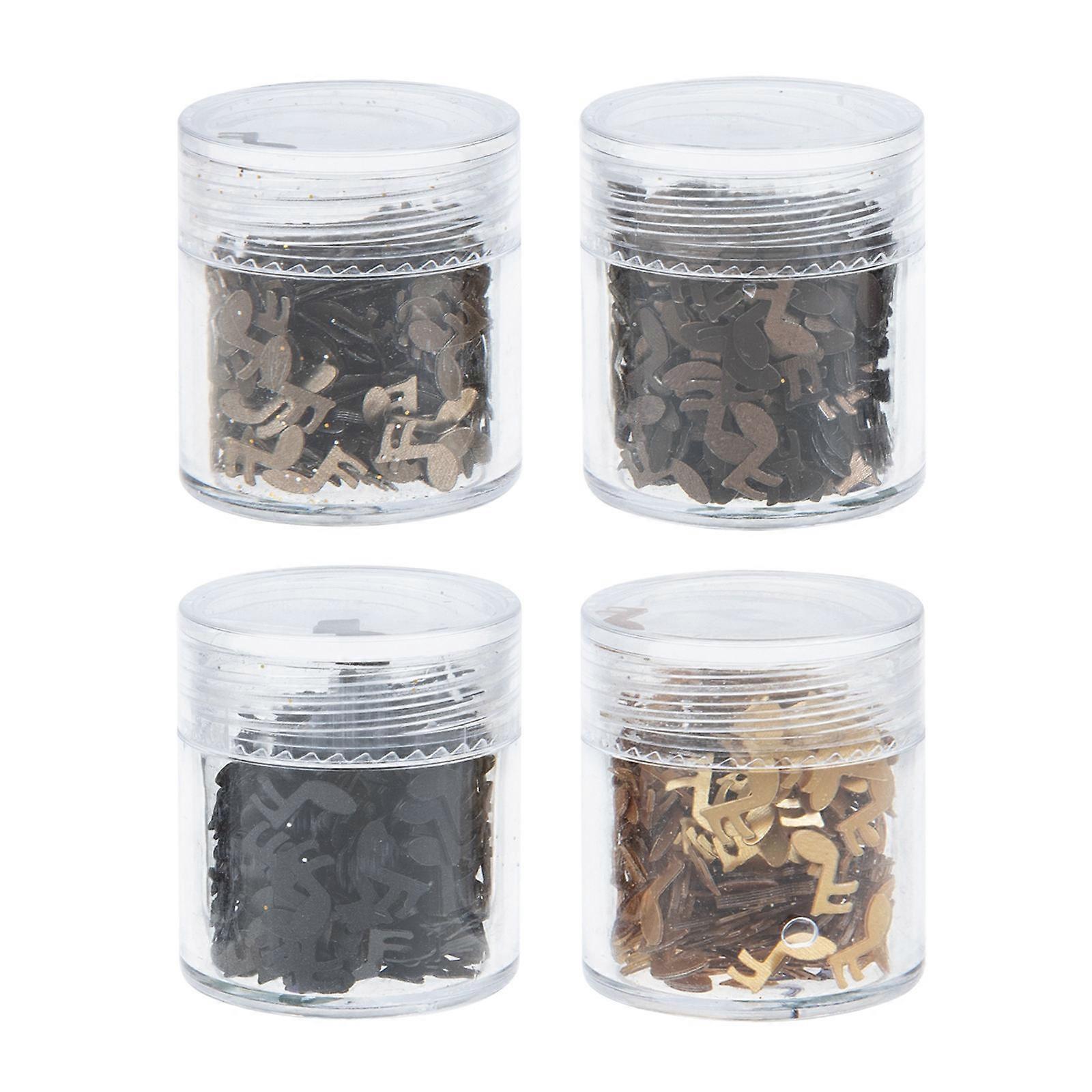4 Boxes of Nail Art DIY Glitters Sequins Note-shape Manicure Supplies for Home Assorted Color