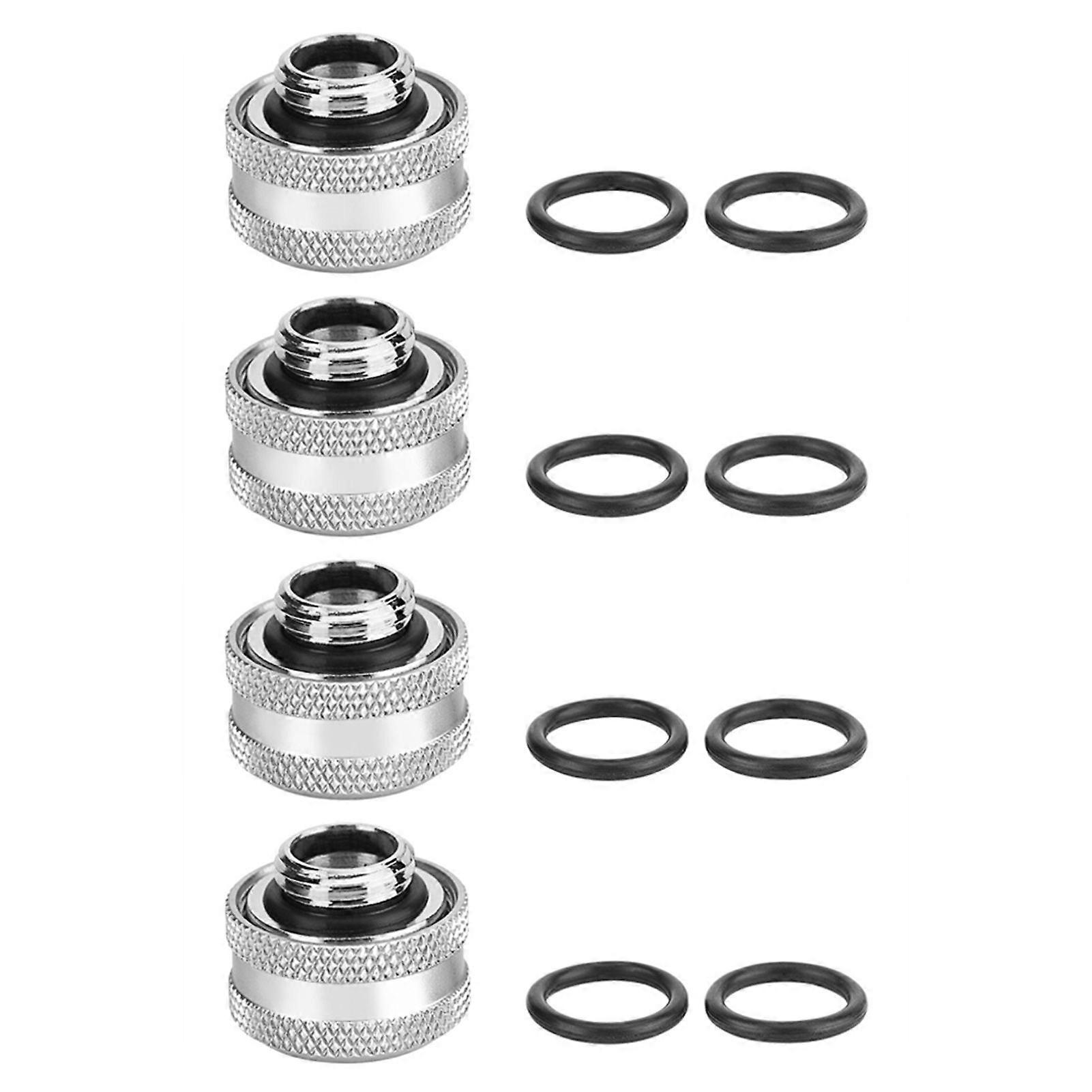 4 Pcs / Pack Water Cooling Compression Fitting for Rigid Acrylic Tube OD 14mm Silver