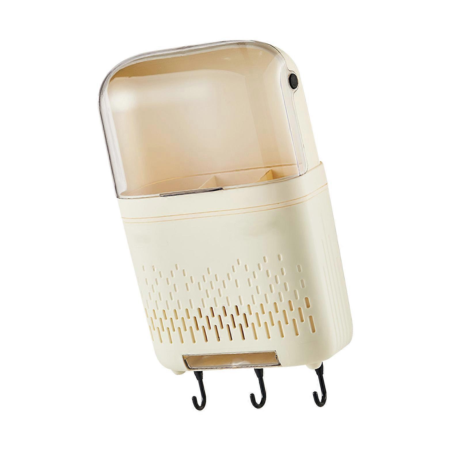 Wall Mounted Plastic Chopstick Holder with Lid Hooks 34x19x8.5cm