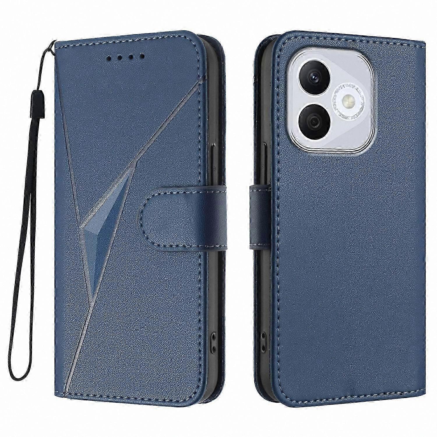 Golden Triangle Pattern Leather Phone Case with Lanyard for Honor 400 Lite