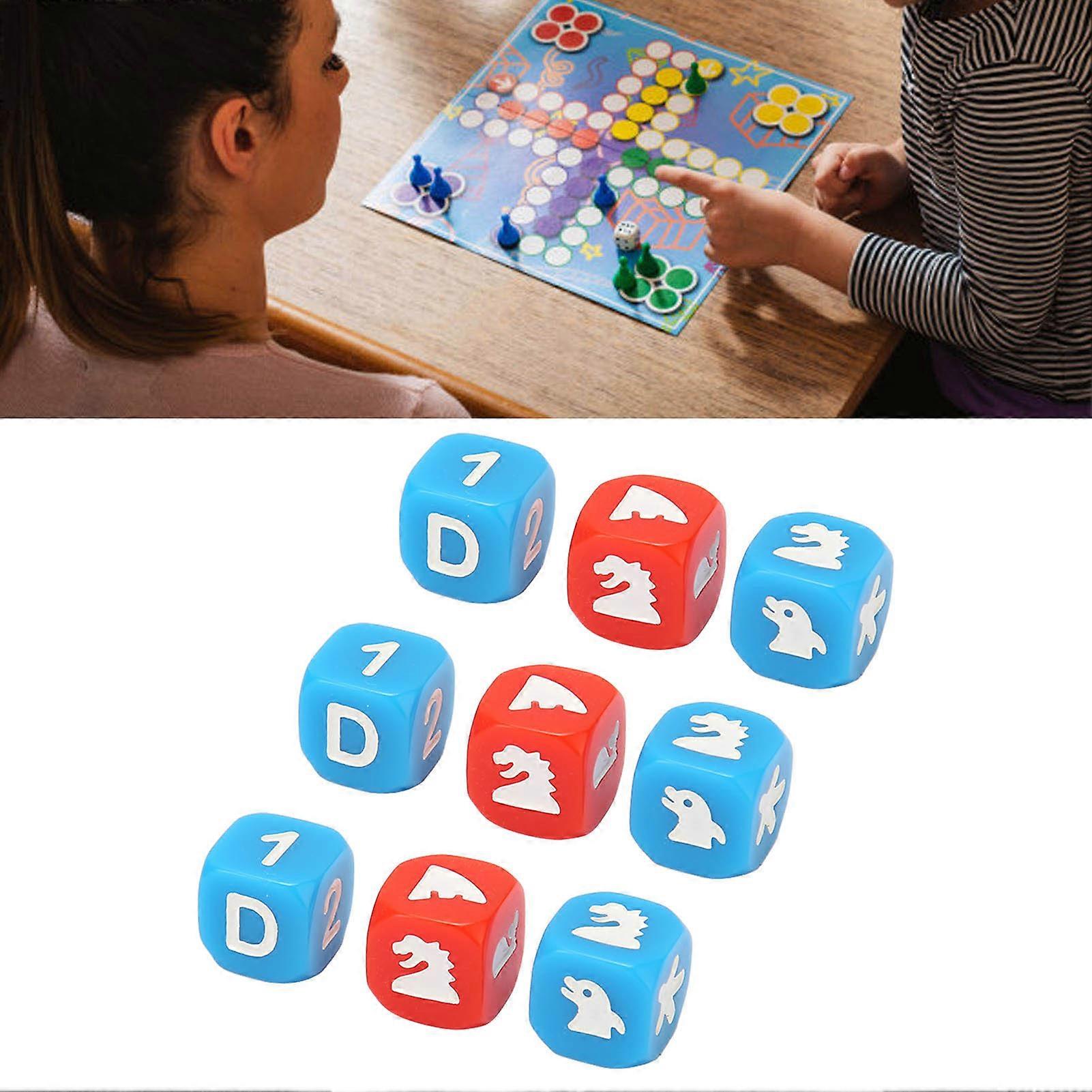 9PCS Cartoon 6-Sided Dice 1.6cm Waterproof Lightweight Fun