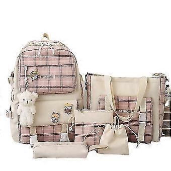 Schüler Rucksack College Bookbag Reisetasche Trendy Large Capacity Campus Fünfteiliges Set