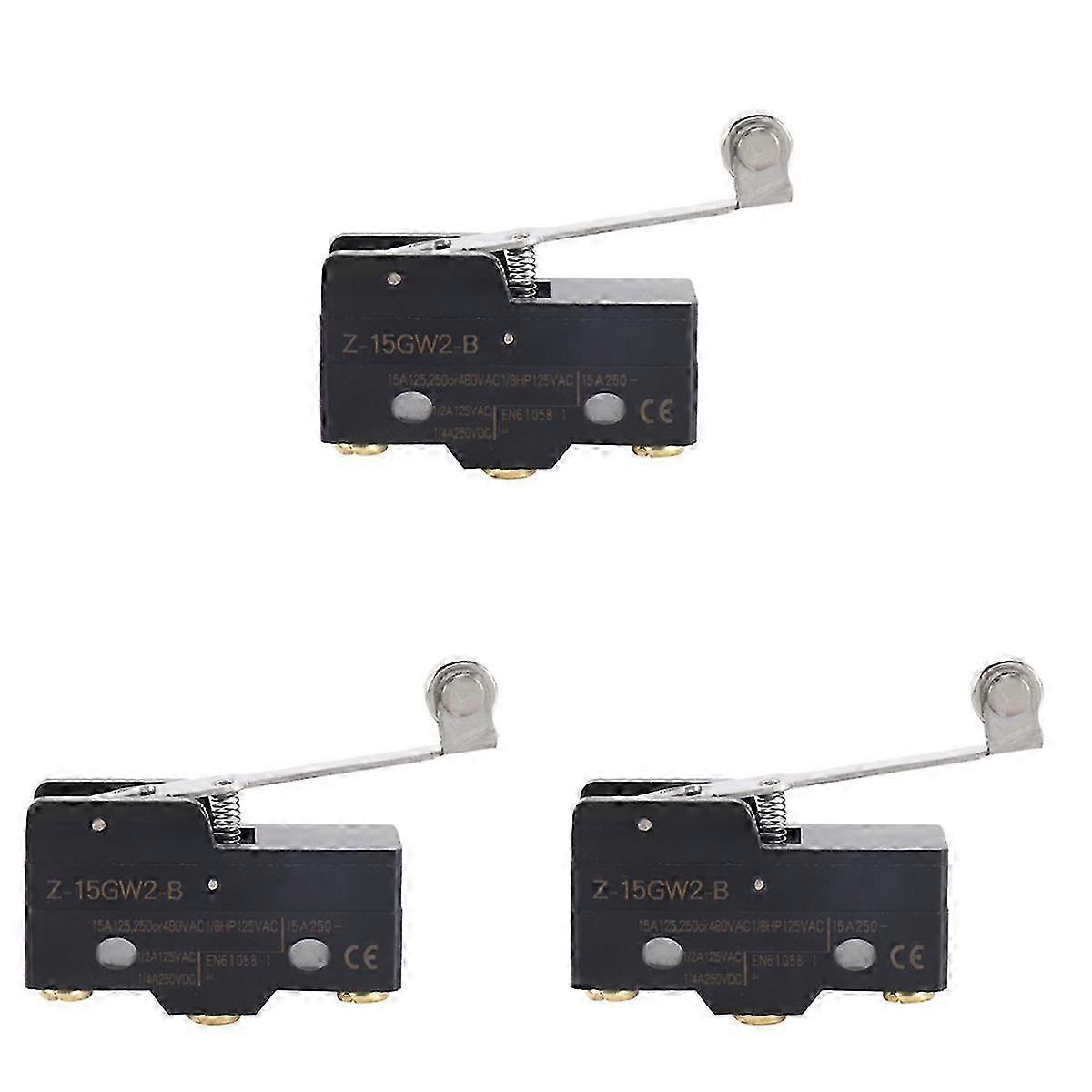3X Panel Mount Long Hinged Roller Lever AC/DC Basic Micro Switch Z-15Gw2-B