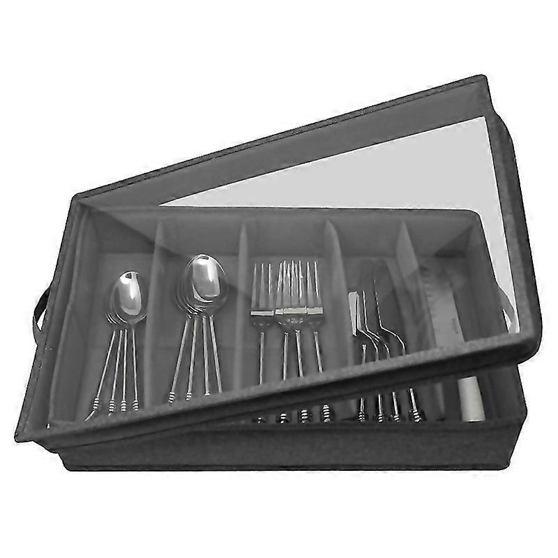 For Flatware Utensil Storage Durable Silverware Storage Box With Adjustable Divider 5 Compartment