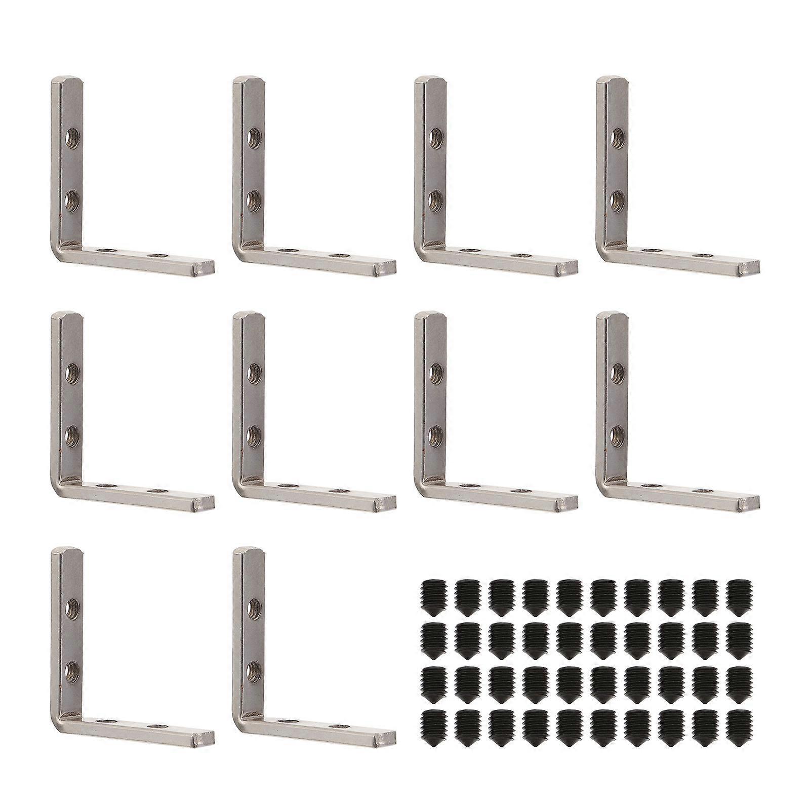Straight Angle Connection 10Sets Silver T Slot Inside Corner Connector