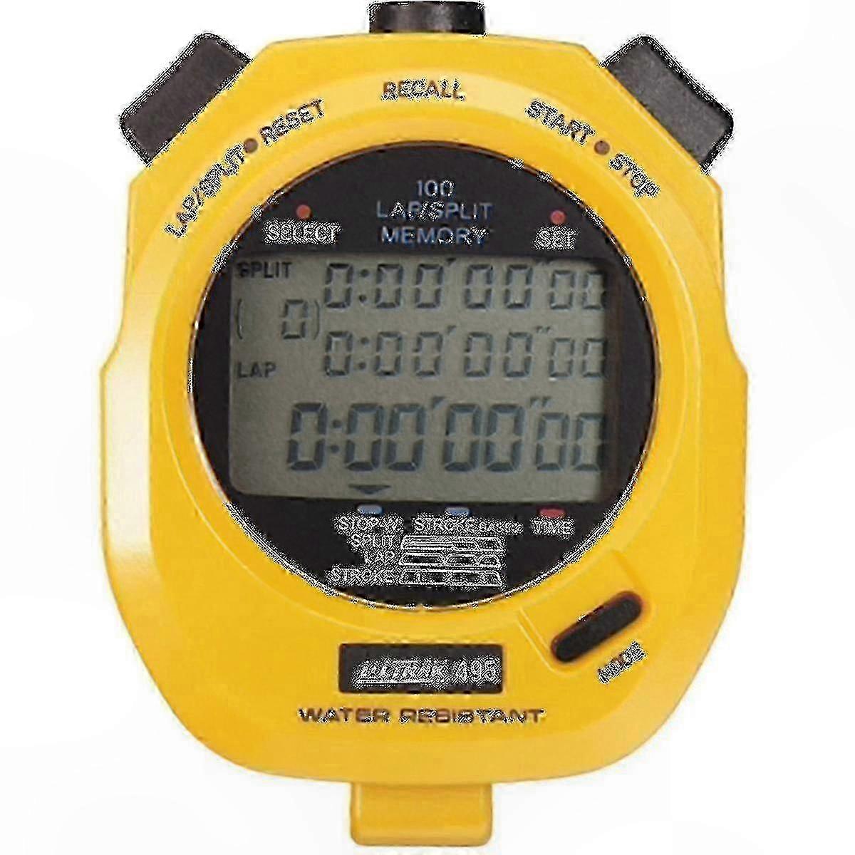 Dual Split Memory Stopwatch in Yellow with Advanced Timing Features