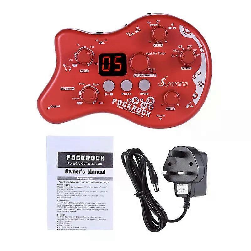 summina PockRock Portable Guitar Multi-effects Processor Effect Pedal 15 Effect Types 40 Drum Rhythms Tuning Function