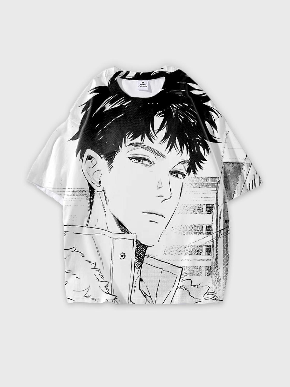 T-Shirt Round Neck, Loose Short Sleeve Wu Zhe's Wildness Graphic Tee, Unisex Summer Casual Top W98