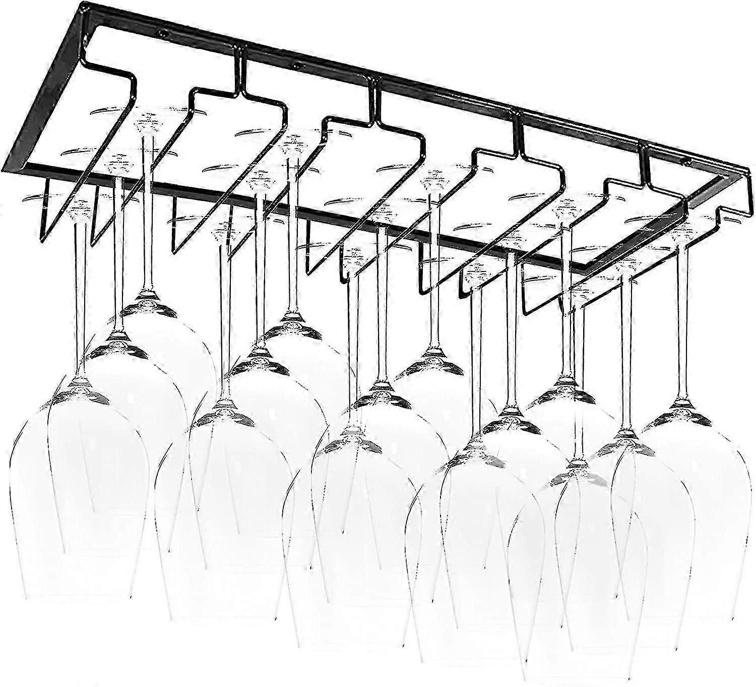 Rack à verre suspendu - Rack à verre à vin avec 5 rails pour 10-15 verres avec vis, 1 pièce, Black Shizhi Boutique